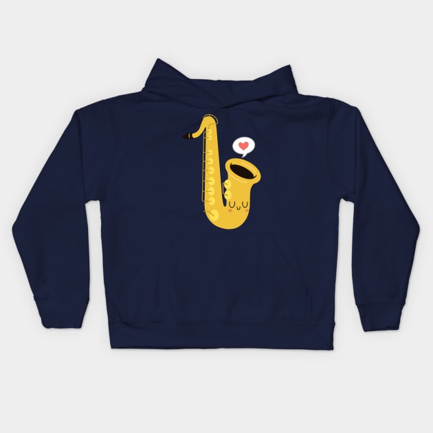 saxophone love Kids Hoodie by creativeballoon